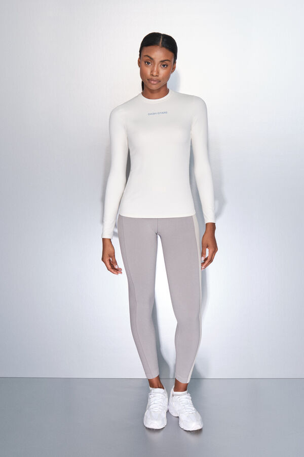 Dash and Stars Bela majica dugi rukav beige