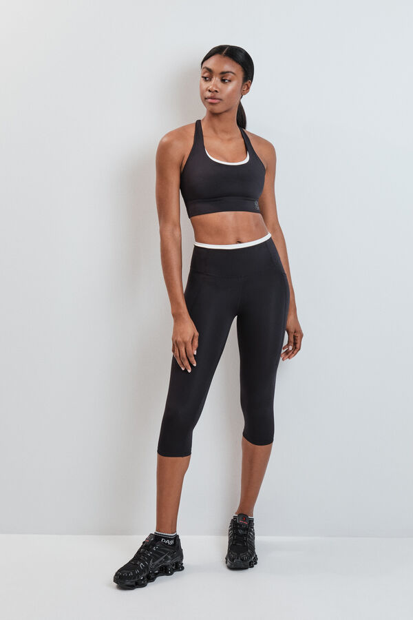 Dash and Stars Black cropped leggings 4D STRETCH black
