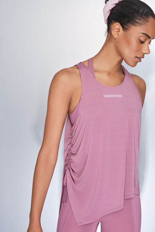 Dash and Stars Roze asimetrični majica halter pink