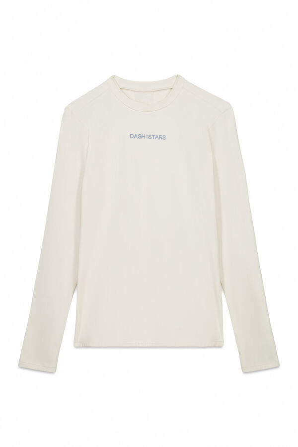 Dash and Stars Bela majica dugi rukav beige