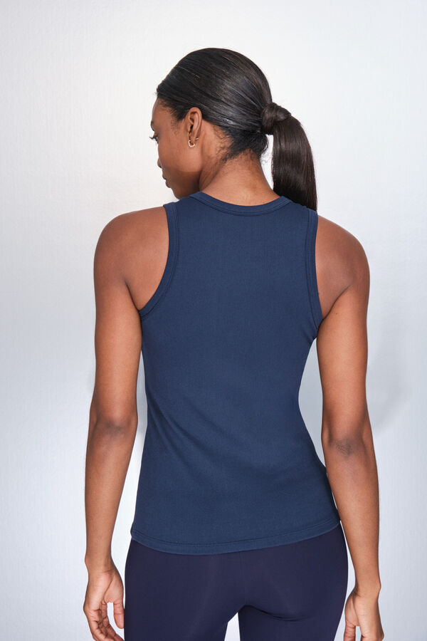 Dash and Stars Camiseta halter algod&oacute;n canal&eacute; azul azul