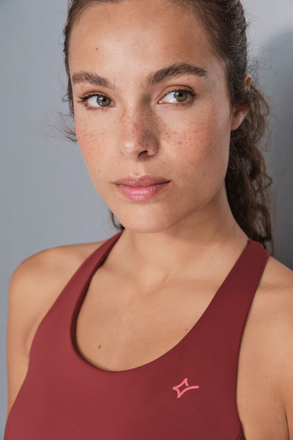 Dash and Stars soutien-gorge de sport marron extensible 4D rouge