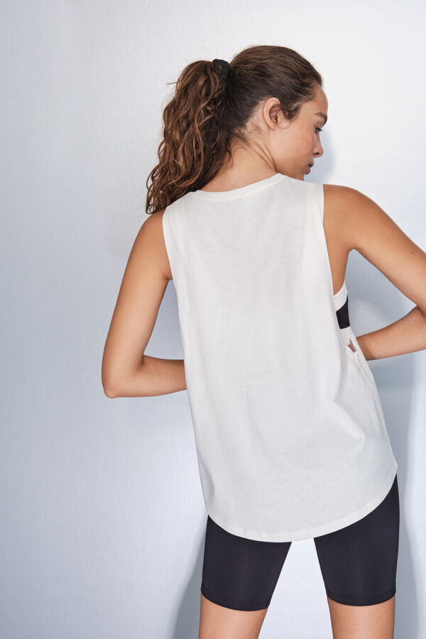 Dash and Stars Beli pamučni majica halter rukavi beige