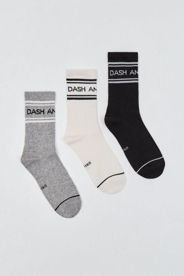 Dash and Stars Pakovanje 3 pamučne čarape srednje dužine white