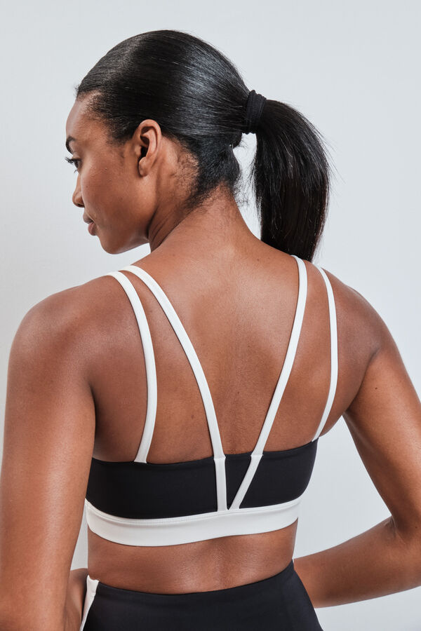 Dash and Stars Crni sportski grudnjak 4D Stretch sa kontrastnim detaljima black