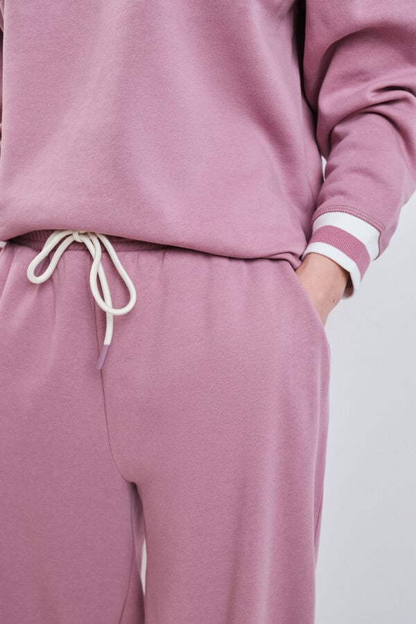 Dash and Stars Roze pli&scaron;ane ravne pantalone pink
