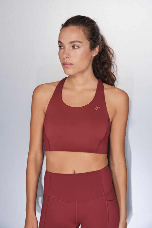 Dash and Stars soutien-gorge de sport marron extensible 4D rouge