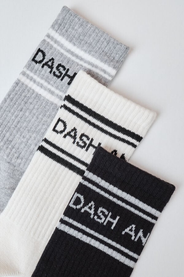 Dash and Stars Pakovanje 3 pamučne čarape srednje dužine white