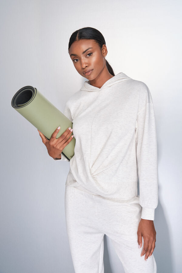 Dash and Stars Bela drapirana duks beige