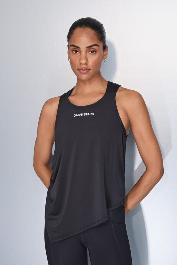 Dash and Stars Crni asimetrični majica halter black