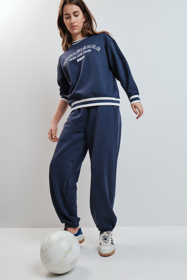 Dash and Stars Plave pli&scaron;ane ravne pantalone blue