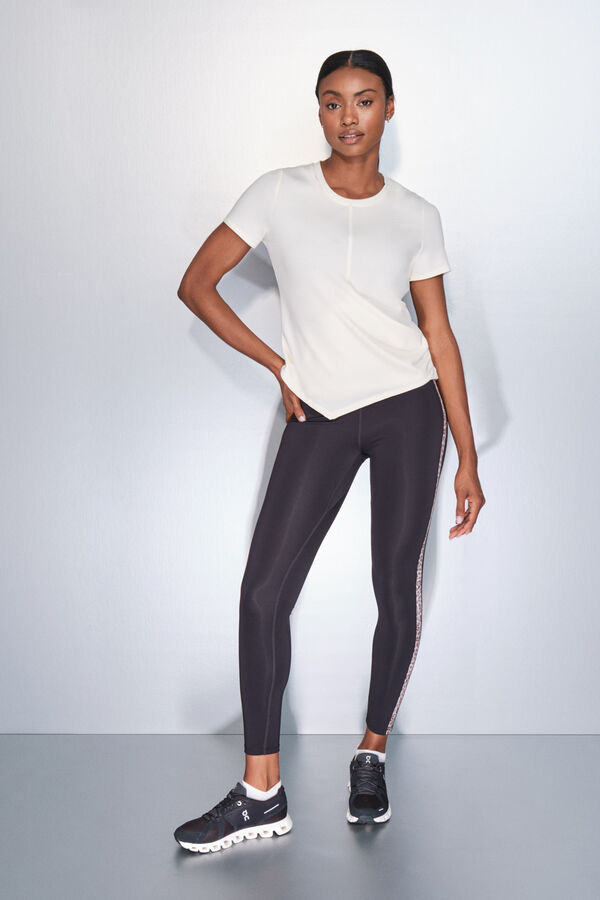 Dash and Stars Drapirana bela majica kratak rukav  beige