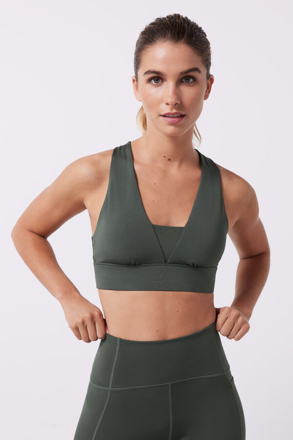 Neckline Fitness Tops with Built in Bra - China Yoga Sports Bra