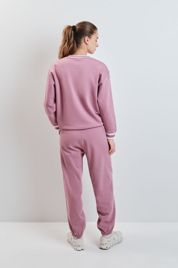 Dash and Stars Roze pli&scaron;ane ravne pantalone pink