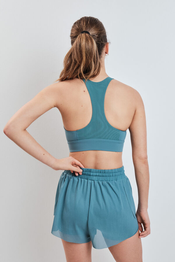Dash and Stars Green mesh fabric ultra-light short green