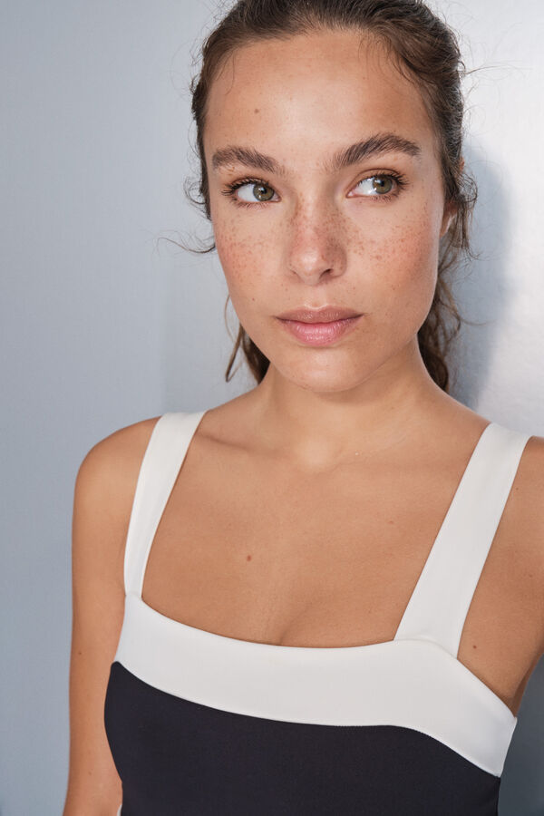 Dash and Stars 4D Stretch bandeau sportski grudnjak u crno-beloj boji black