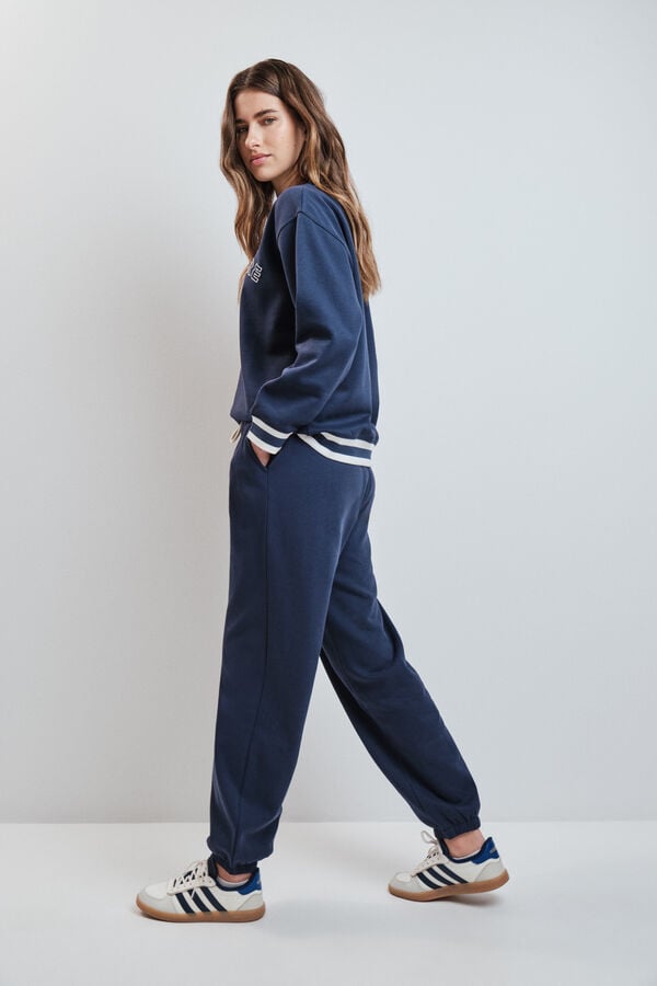 Dash and Stars Plave pli&scaron;ane ravne pantalone blue