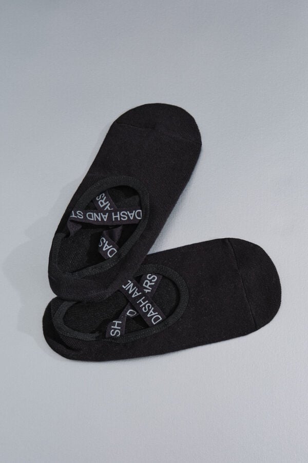 Dash and Stars Calcetines algod&oacute;n zapatilla ballet negra negro