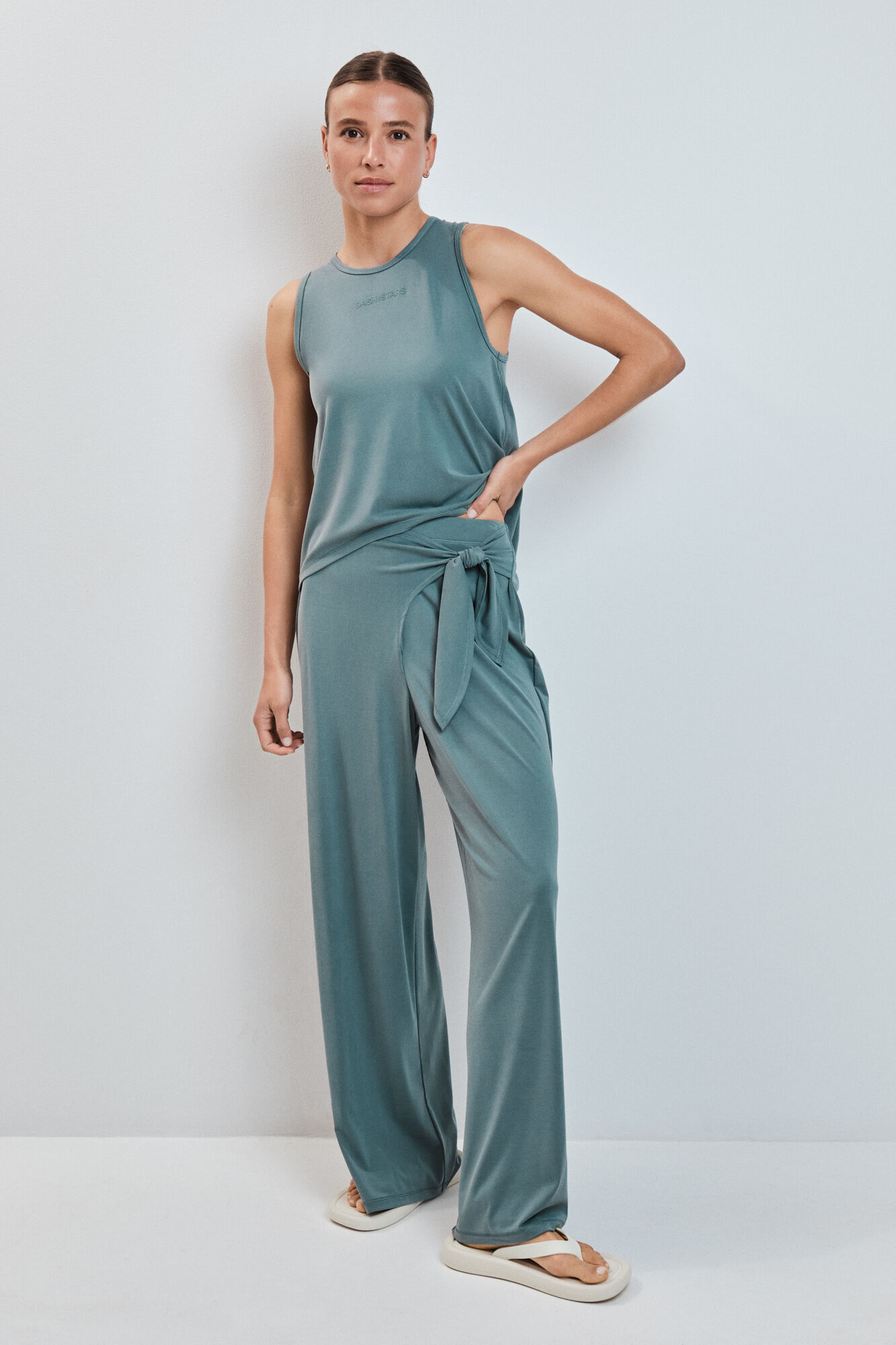 Dash and Stars Zelene duge palazzo pantalone mekane na dodir