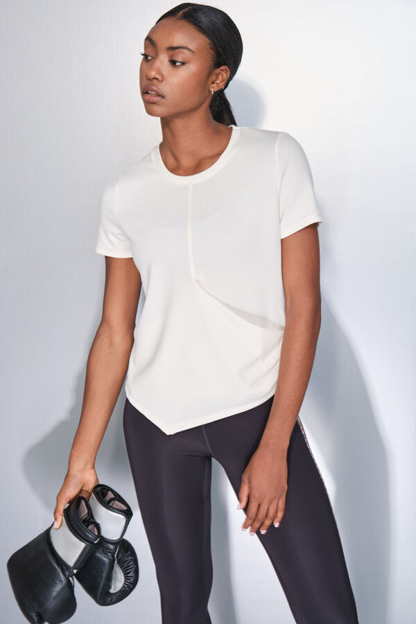 Dash and Stars Drapirana bela majica kratak rukav  beige