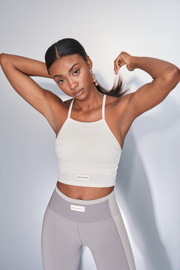 Dash and Stars Be&scaron;avni udobni beli sportski grudnjak beige