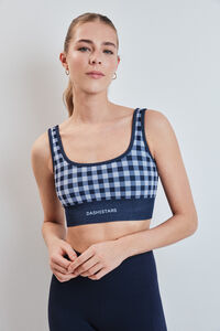 Dash and Stars Plavi sportski grudnjak SEAMLESS COMFORT sa Vichy printom