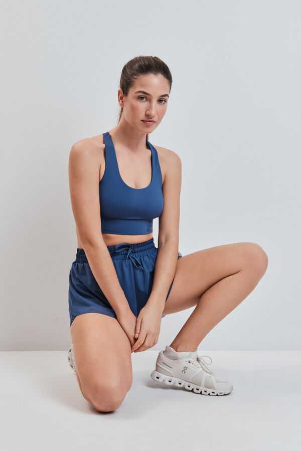 Dash and Stars Blue mesh fabric ultra-light short blue