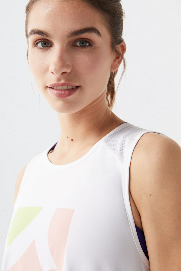 Dash and Stars Retro vest top in technical fabric bézs