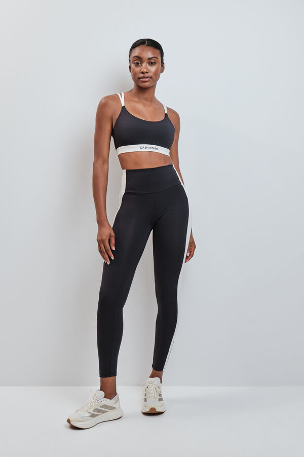 Dash and Stars Crni sportski grudnjak 4D Stretch sa kontrastnim detaljima black