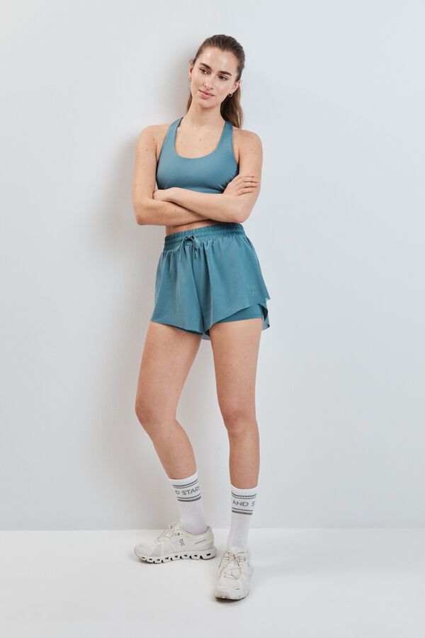 Dash and Stars Green mesh fabric ultra-light short green