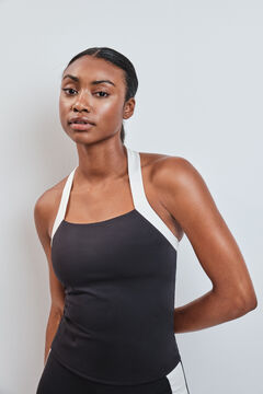 Dash and Stars Crni sportski top halter 4D Stretch sa kontrastnim detaljima