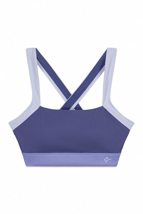 Dash and Stars Plavi 4D Stretch color block sportski grudnjak blue