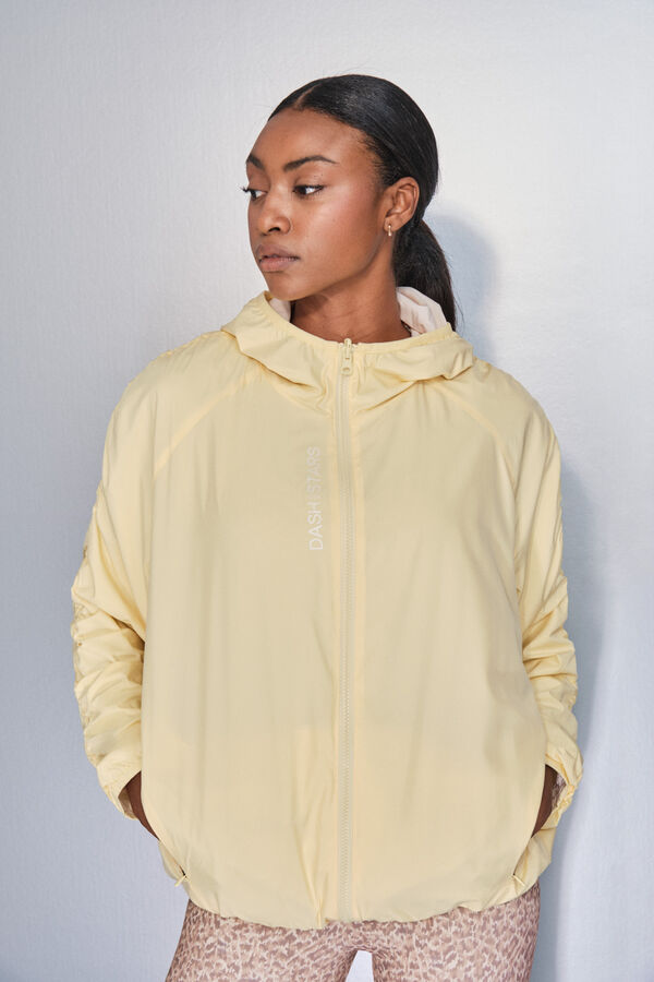Dash and Stars Laka reverzibilna jakna sa kapuljačom u žutoj boji printed