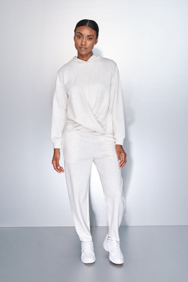 Dash and Stars Bela drapirana duks beige