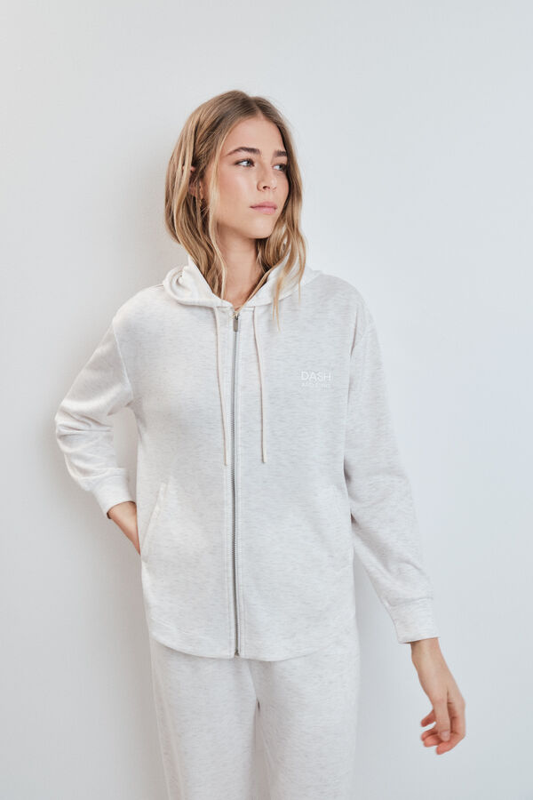 Dash and Stars Siva mekana jakna sa kapuljačom od viskoze grey