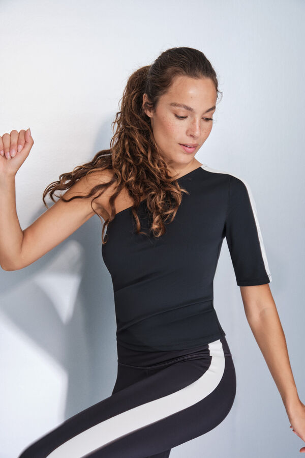 Dash and Stars Majica sa dvobojnim asimetričnim izrez black