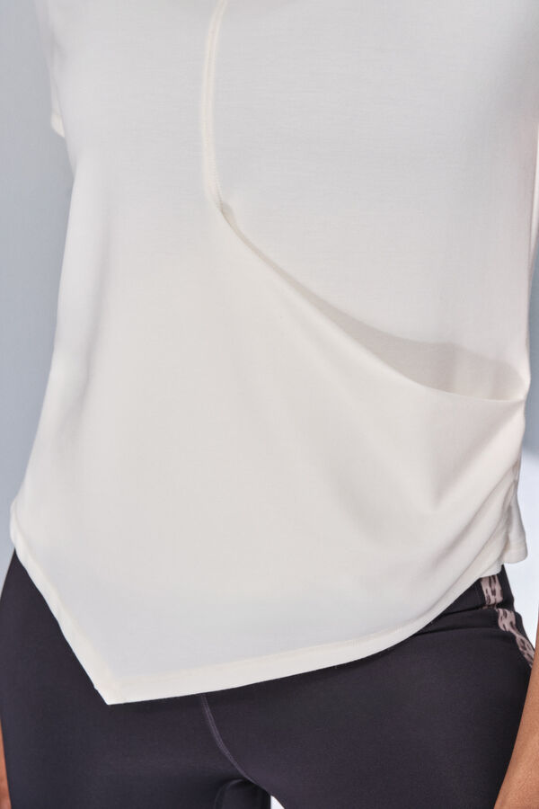 Dash and Stars Drapirana bela majica kratak rukav  beige