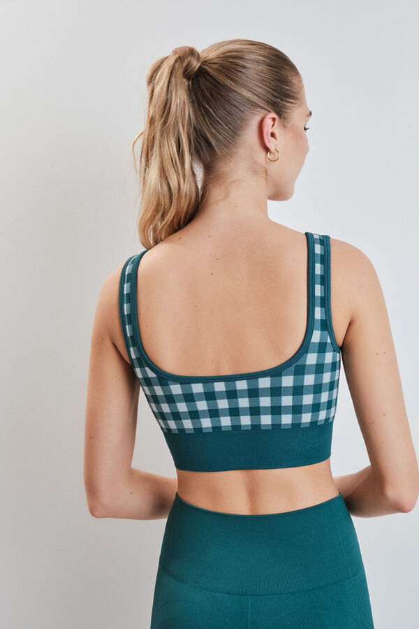 Dash and Stars Plavi sportski grudnjak SEAMLESS COMFORT sa Vichy printom green