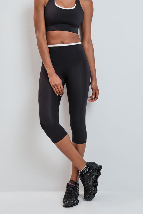 Dash and Stars Black cropped leggings 4D STRETCH black