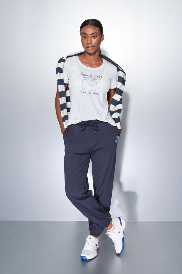 Dash and Stars Duge pamučne jogger pantalone blue