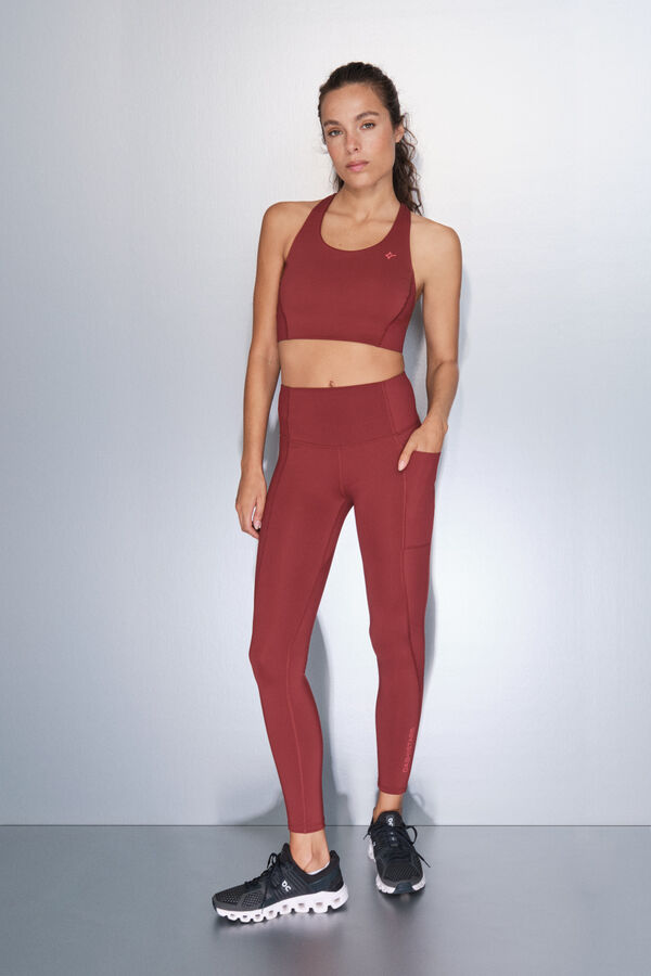 Dash and Stars soutien-gorge de sport marron extensible 4D rouge