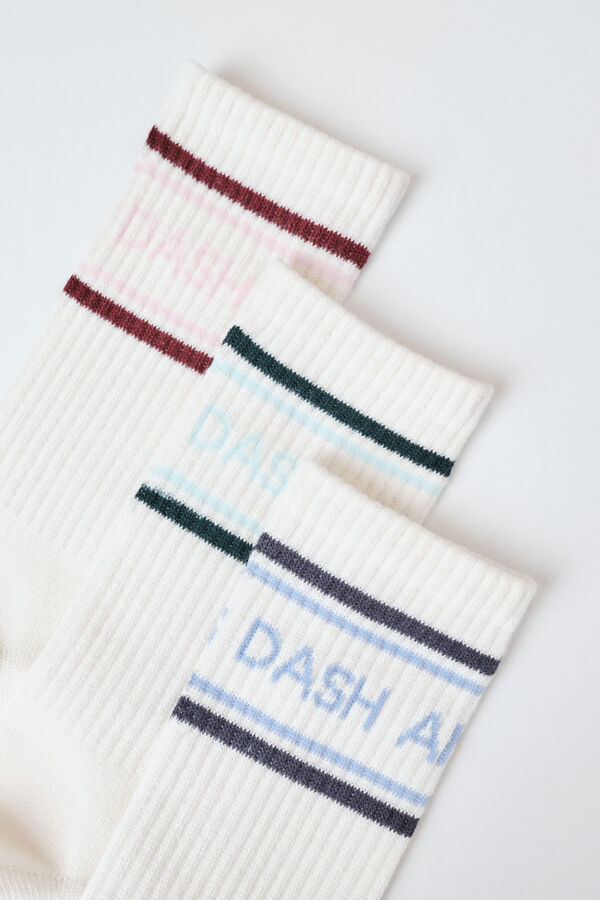 Dash and Stars 3 pamučne duge čarape sa logom white