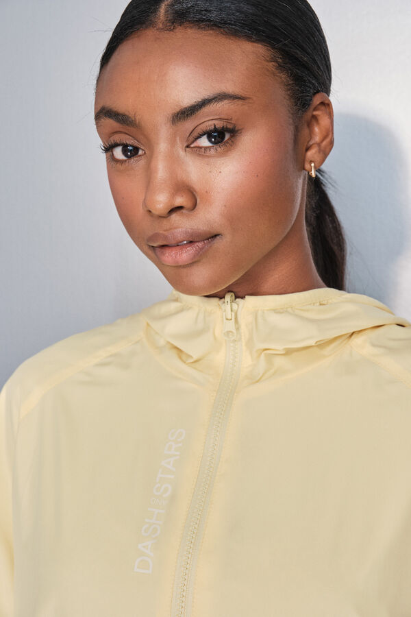 Dash and Stars Laka reverzibilna jakna sa kapuljačom u žutoj boji printed