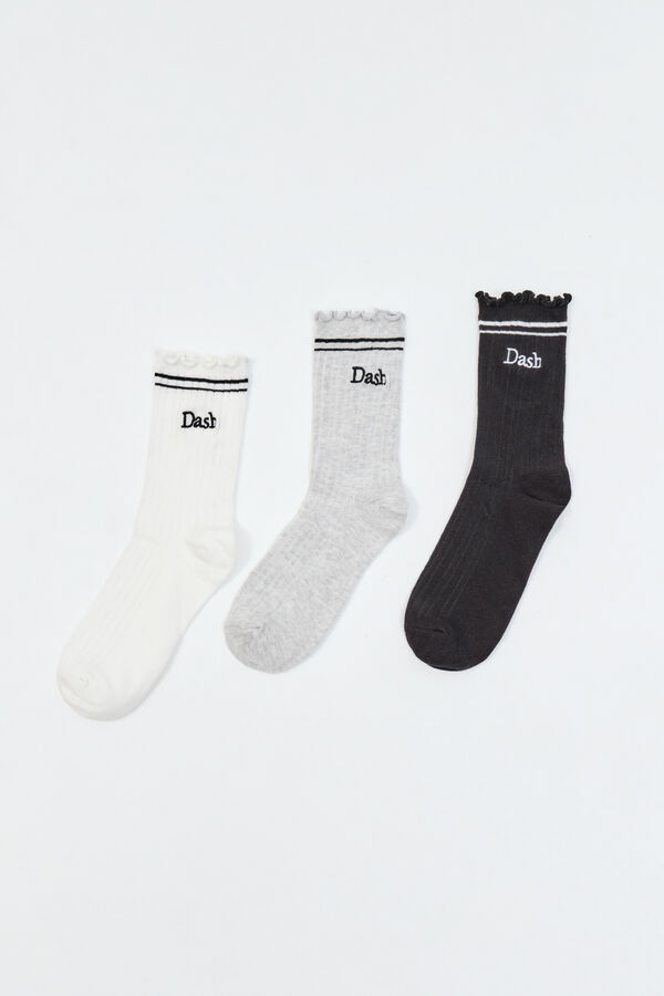 Dash and Stars Pakovanje od 3 para dugačkih pamučnih čarapa sa logom white