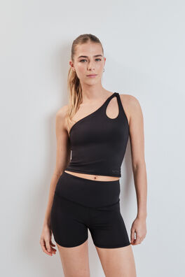 Top deportivo 4D Stretch asimétrico negro