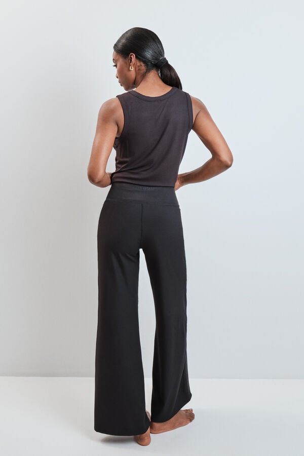 Dash and Stars Crne rebraste duge palazzo pantalone black