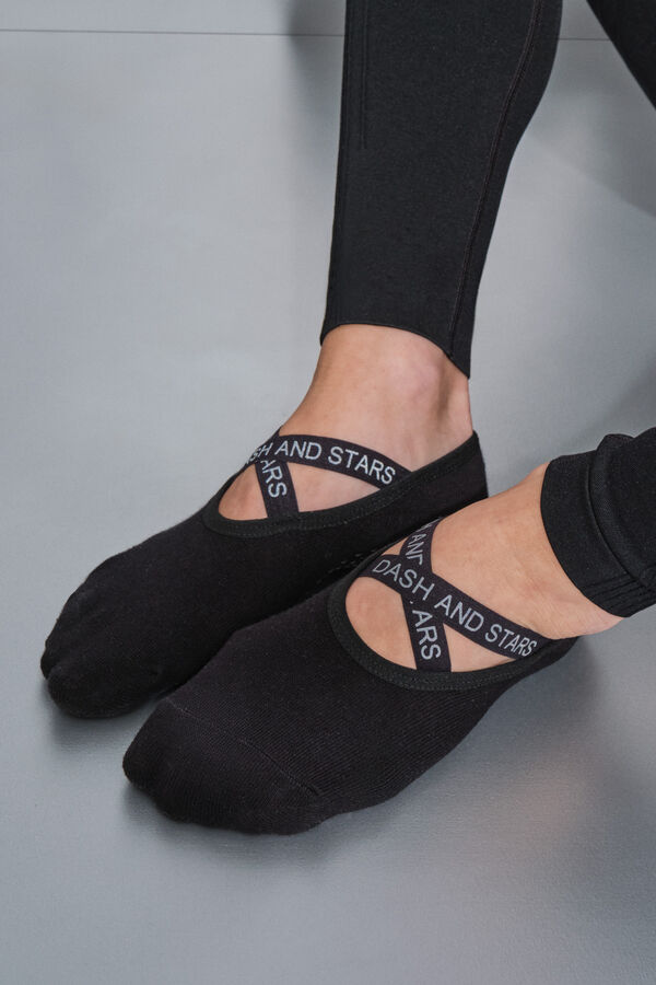 Dash and Stars Calcetines algod&oacute;n zapatilla ballet negra negro