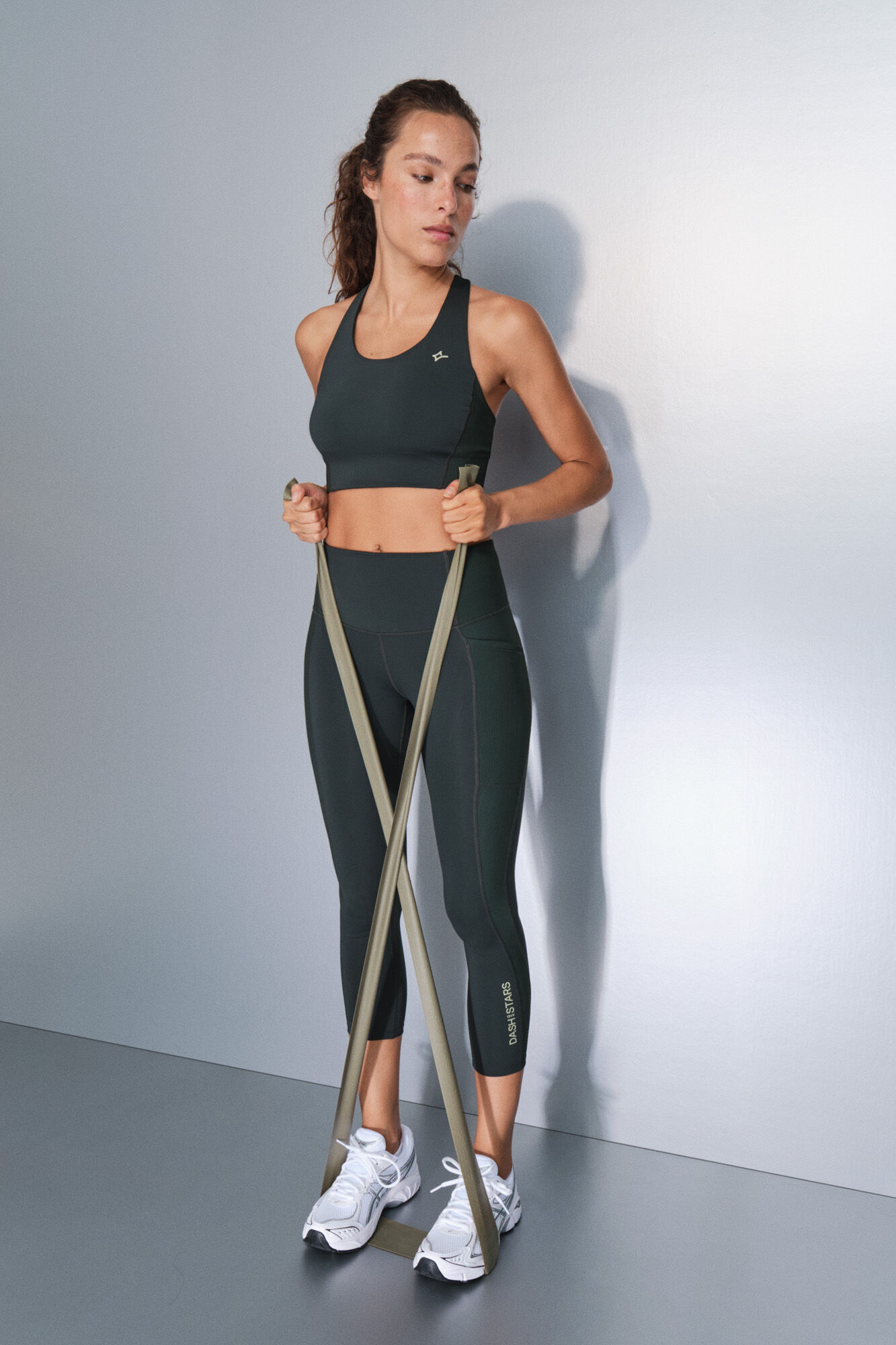 Dash and Stars Leggings 4D STRETCH crop verde