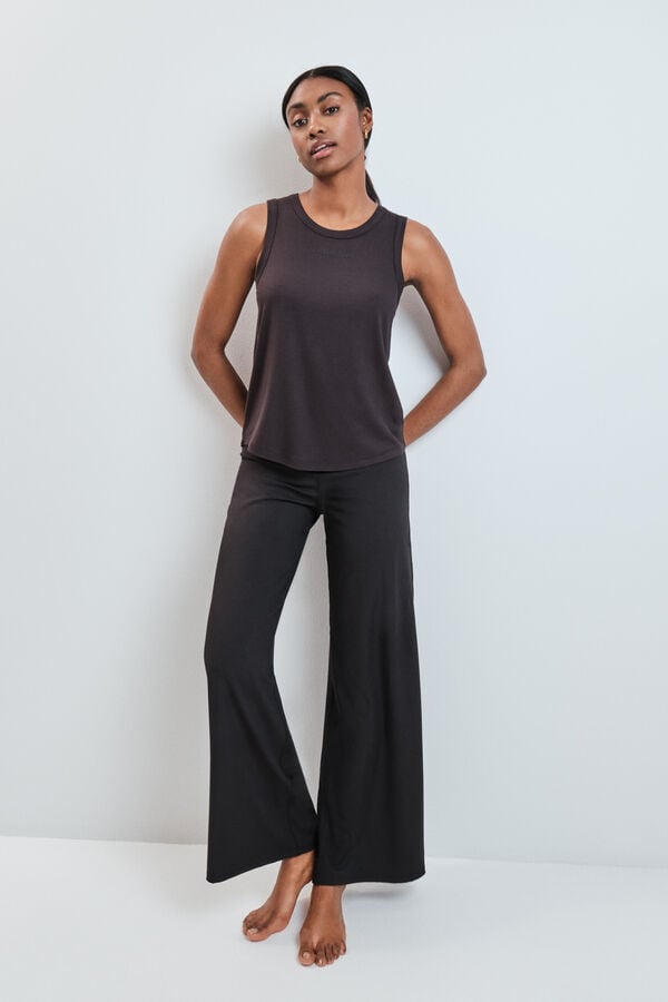 Dash and Stars Crne rebraste duge palazzo pantalone black