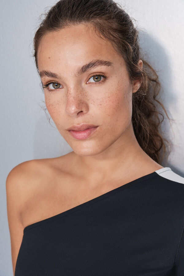 Dash and Stars Majica sa dvobojnim asimetričnim izrez black